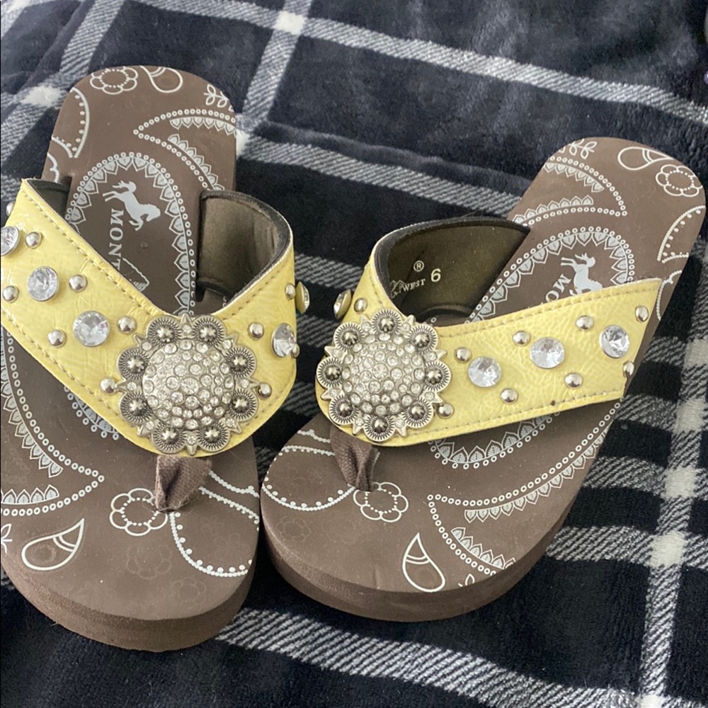 Yellow and Brown Montana West sandals